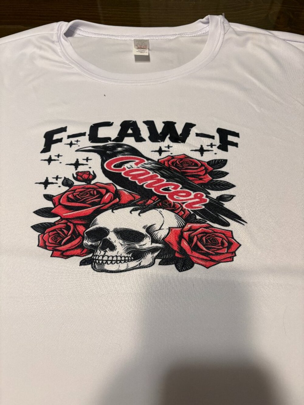 F-CAW-F Cancer Skull Raven Roses T-Shirt | Custom Made | White | New